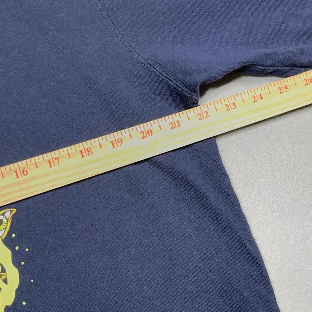 Champion T-Shirt Men‎ XL Vintage Y2K Yellow Eye Spiral Graphic Navy Blue - Picture 6 of 10
